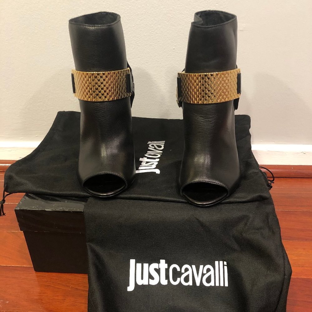 Just Cavalli Women's Black Leather High Heel